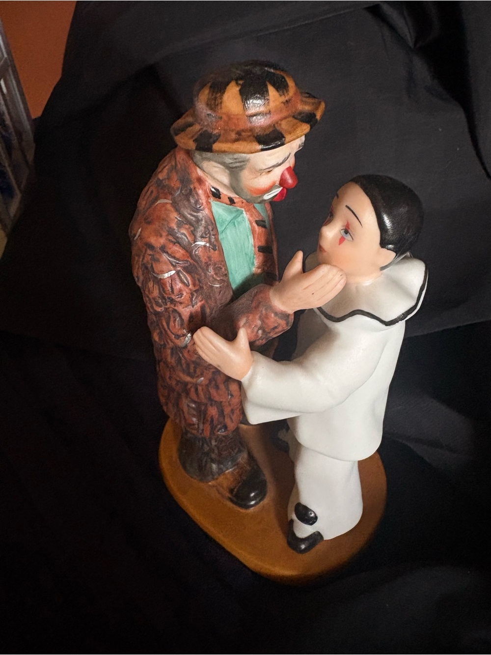 Pierrot and Clown Decorative Figurine - White and Brown